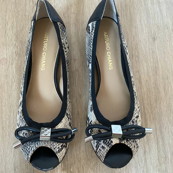 Arturo Chiang Peep toe leather ballerina flats - Picture 2 of 6